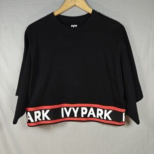 Ivy Park Short Sleeve Cropped Black Oversized T-shirt XS Beyonce Celebrities